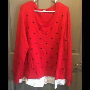 2/$20 Red black polka dot sweater